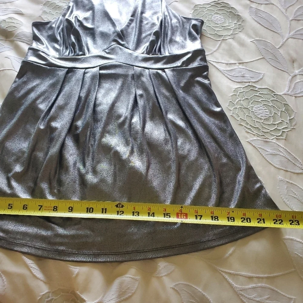 INC Gunmetal Metallic Sleeveless Racerback Blouse